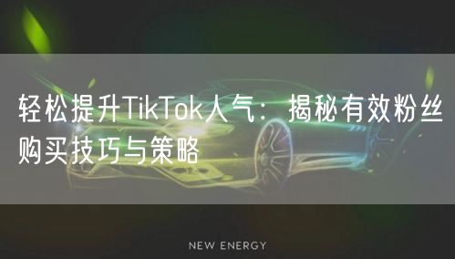 轻松提升TikTok人气：揭秘有效粉丝购买技巧与策略