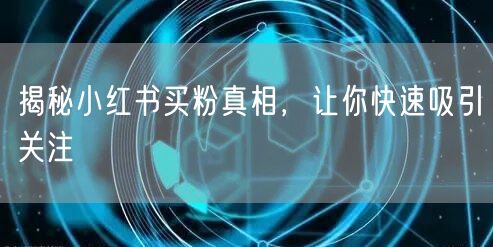 揭秘小红书买粉真相，让你快速吸引关注