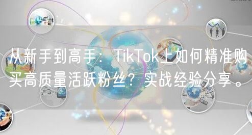 从新手到高手：TikTok上如何精准购买高质量活跃粉丝？实战经验分享。