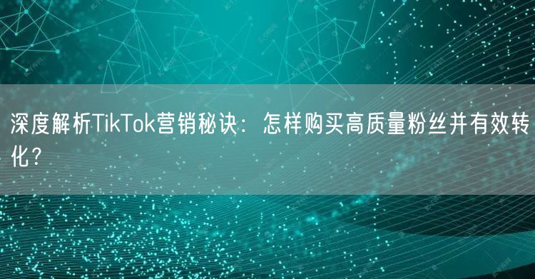 深度解析TikTok营销秘诀：怎样购买高质量粉丝并有效转化？