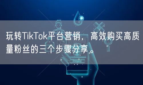 玩转TikTok平台营销，高效购买高质量粉丝的三个步骤分享。