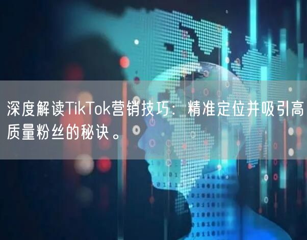 深度解读TikTok营销技巧：精准定位并吸引高质量粉丝的秘诀。