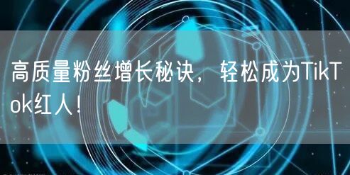高质量粉丝增长秘诀，轻松成为TikTok红人！