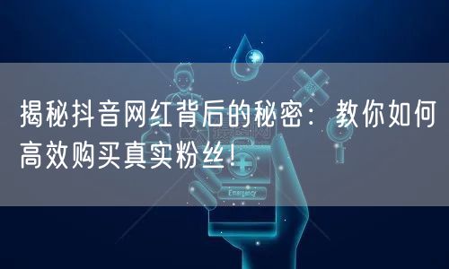 揭秘抖音网红背后的秘密：教你如何高效购买真实粉丝！