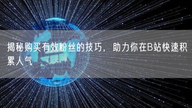 揭秘购买有效粉丝的技巧，助力你在B站快速积累人气