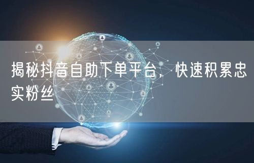揭秘抖音自助下单平台，快速积累忠实粉丝