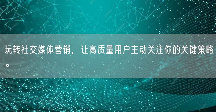 玩转社交媒体营销，让高质量用户主动关注你的关键策略。