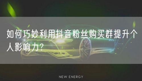 如何巧妙利用抖音粉丝购买群提升个人影响力？