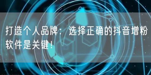 打造个人品牌：选择正确的抖音增粉软件是关键！