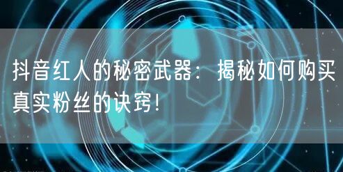 抖音红人的秘密武器：揭秘如何购买真实粉丝的诀窍！