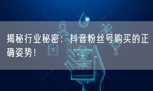 揭秘行业秘密：抖音粉丝号购买的正确姿势！