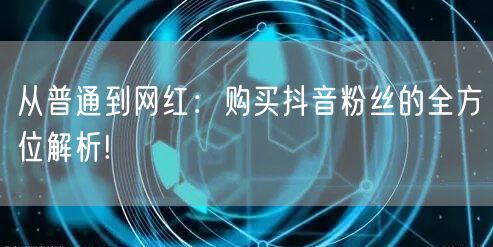 从普通到网红：购买抖音粉丝的全方位解析!