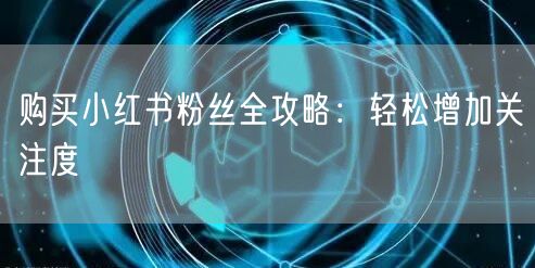 购买小红书粉丝全攻略：轻松增加关注度