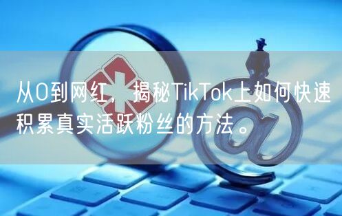 从0到网红，揭秘TikTok上如何快速积累真实活跃粉丝的方法。
